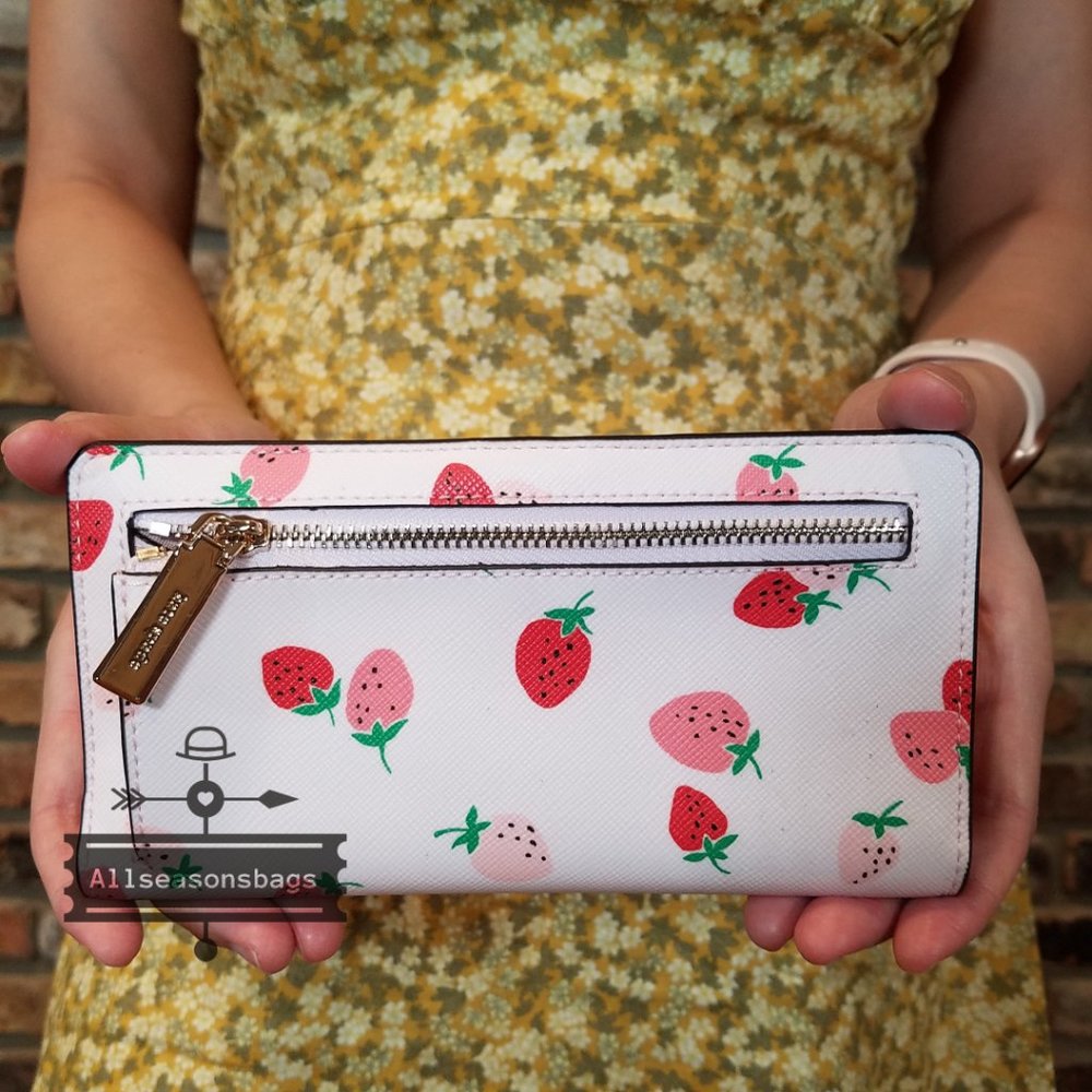 Kate Spade LARGE Strawberry Bifold Wallet Pink - Picture 6 of 8